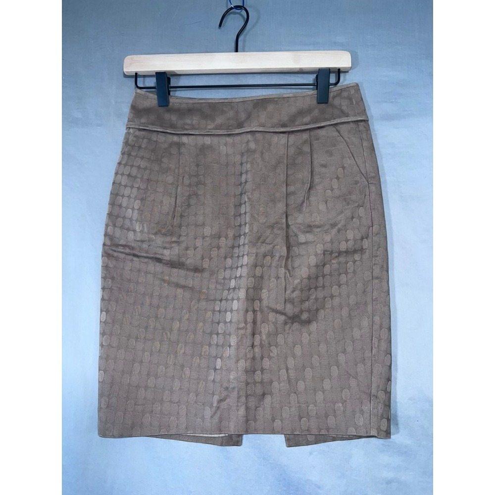 Club Monaco Taupe Jacquard Polka Dot Pencil Skirt Size 0 Pockets Professional